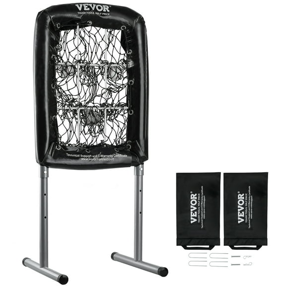 VEVOR 9 Hole Baseball Net, 21"x29" Softball Baseball Training Equipment for Hitting Pitching Practice, Heavy Duty Height Adjustable Trainer Aid with Strike Zone & 4 Ground Stakes, for Youth Adults