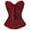Deep Red, variant on DODOING Women Satin Lace Sexy Bustier Corset Basque Lace Up Lingerie G-string Set S-6XL