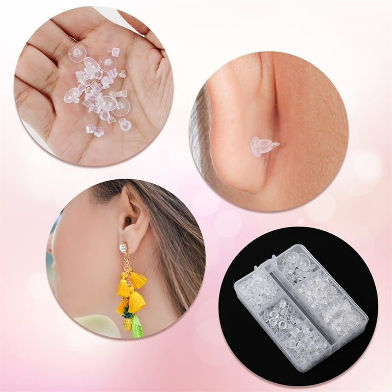NOGIS 550pcs Silicone Earring Backs for Studs, Styles Clear