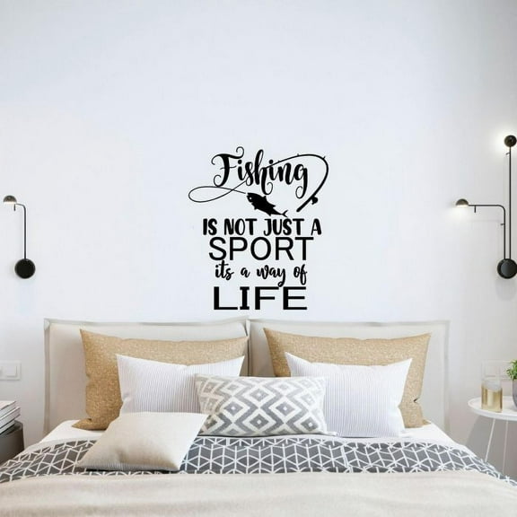 A Way of Life Quote Fishing Fish Fisher Fishers Fisherman Quotes Vinyl Design Wall Sticker Wall Art Wall Decal Boy Girl Kid Room Pool Area Bedroom Home Decor Stickers Decoration Size (20x18 inch)