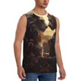 thumbnail image 2 of Bingfone Romantic Flower Lion Couple Pattern Men's Tank Tops Workout Sleeveless Tee Shirts Running Beach Tanks for Men-Small, 2 of 4