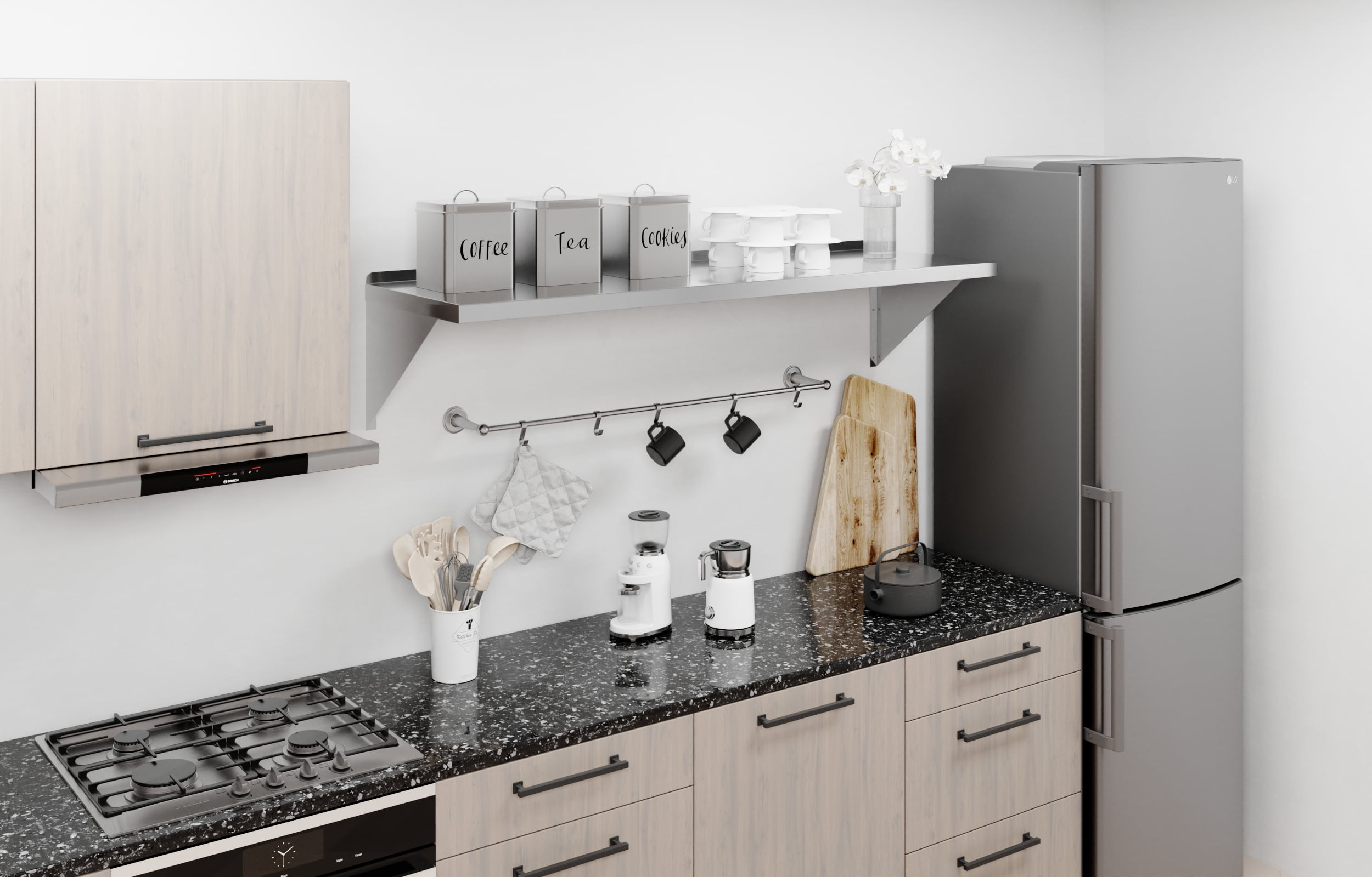 AmGood 18" Width x 60" Length | Stainless Steel Wall Shelf | Square Edge | Metal Shelving | Heavy Duty | Commercial Grade | Wall Mount | NSF Certified