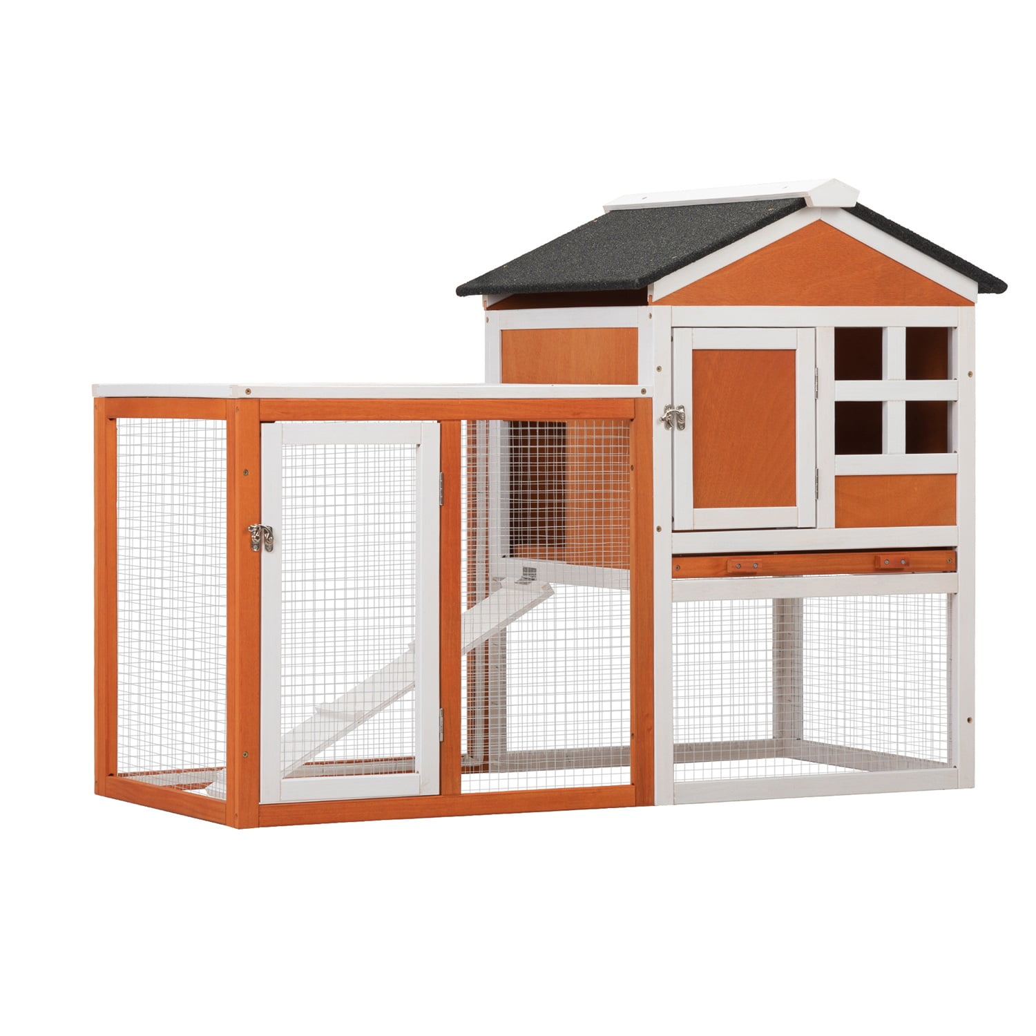 Pefilos 2-Story Indoor Rabbit Hutch, Waterproof Outdoor Garden Bunny Poultry Cage Hen House for Pet Animal, Wooden Large Chicken Coop w/ Nesting Box, Orange Pefilos 2-Story Indoor Rabbit Hutch, Waterproof Outdoor Garden Bunny Poultry Cage Hen House for Pet Animal, Wooden Large Chicken Coop w/ Nesting Box, Orange