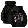 thumbnail image 2 of Hoodie Women Fall Half Zip Hoodie with Vintage Bow Print Oversized Drop Shoulder Hooded Sweatshirt Streetwear Sweater for Women Black XXXL, 2 of 4