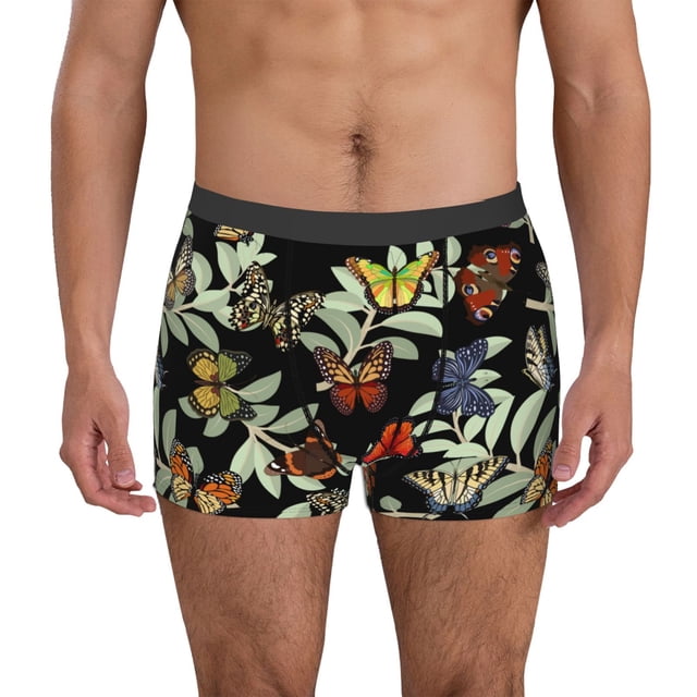 Balery Multicolored Butterflies Calzoncillos bóxer para hombre, ropa interior de algodón suave y transpirable con cinturilla de nailon-Small