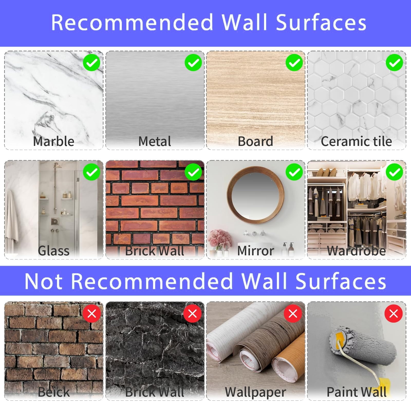 6 Pack Adhesive for Shower Caddy Adhesive Replacement Stickers Sticky Pads - Shower Shelf Adhesive for Corner Shower Caddy, Bathroom Storage Shelves Kitchen Racks