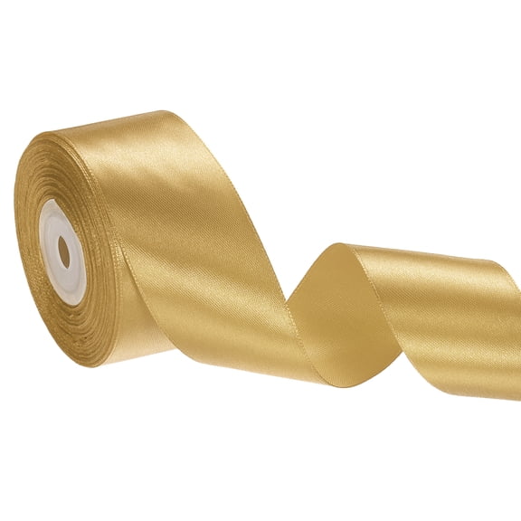 Uxcell Satin Ribbon (24 Yards, 1-1/2" Wide Light Gold) Single Face Solid Fabric Ribbon, Suit for Craft/DIY/Gift Wrapping/Hair Bows/Floral Bouquets/Wedding/Birthday/Party Decoration