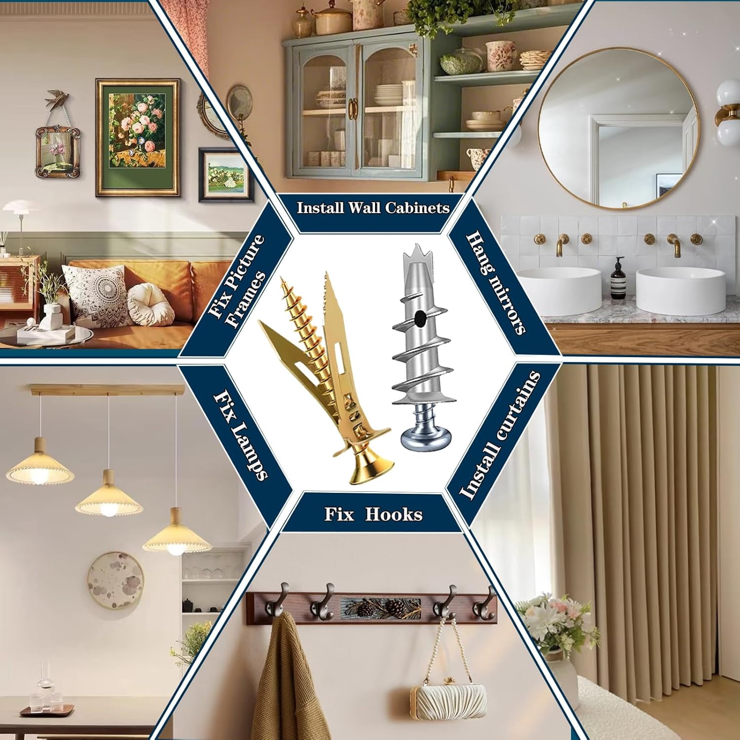 660PCS Self Drilling Drywall Anchors with Screws Kit,5-Sizes Metal Expansion Bolt for Dry Wall,330 PCS Sheetrock Anchors and 330 PCS Screws-No Drill Needed