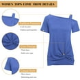 thumbnail image 4 of SHIBEVER Casual Cold Shoulder Tunics Tops for Women Summer Cute Short Sleeve Twist Knot Blouse T-Shirt Blue L, 4 of 7