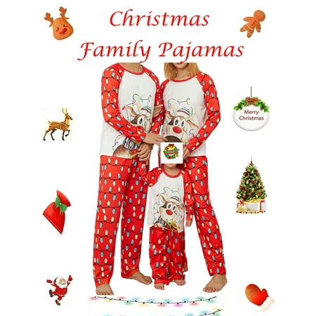 

Matching Christmas Family Pajamas Sets Xmas Elk Deer Print Xmas Holiday Sleepwear Jammies Set Loungewear Outfits