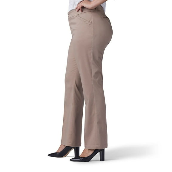 Lee Women's Plus-Size Flex Motion Regular Fit Straight Leg Pant Comfort Flax New