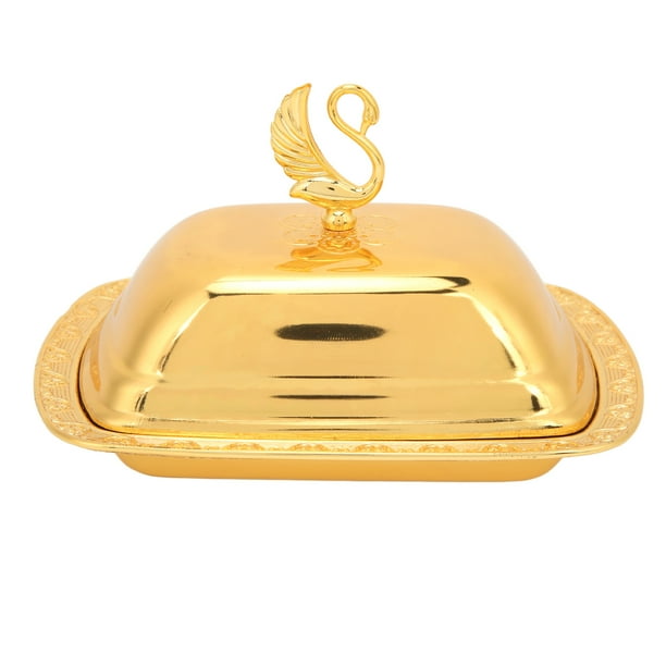 Decorative Gold Tray With Lid,Modern Rectangular Tray Stainless Steel