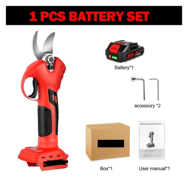 40mm Brushless Electric Pruner Battery Cordless Pruning Shears Fruit Tree Power Tools Bonsai Branches Cutter