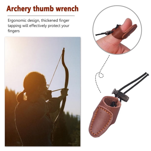 Protector de la punta del dedo de la flecha del arco recurvo de Archery Thumb Ring Tab Guard (marrón)