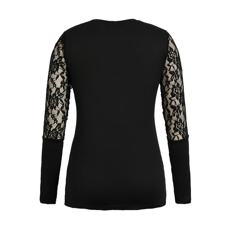 Sexy long-sleeved round neck stitching solid color T-shirt Sexy long-sleeved round neck stitching solid color T-shirt