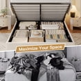 thumbnail image 3 of Lifezone Queen Linen Upholstered Storage Bed Frame with Button Tufted Wingback Headboard, Hydraulic Lift-Up Under-Bed Storage, Beige, 3 of 8