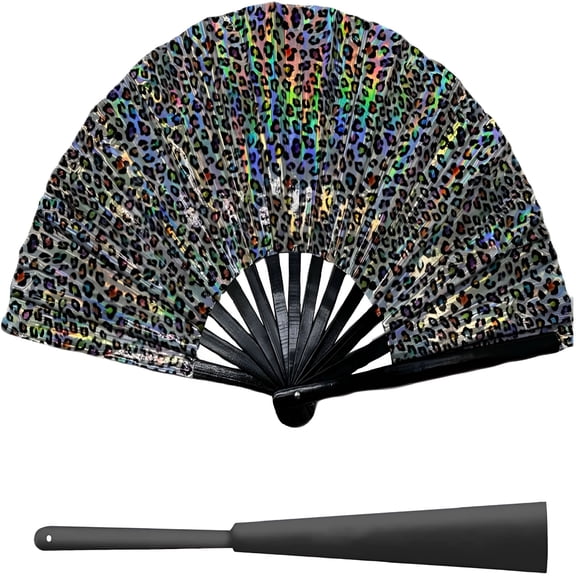 TELOLY Line Dance Popping Fan, Boots on the Ground Hand Fan, Line Dance Fans That Make Sounds, Hand Fan Foldable Line Dance, Portable Large Handheld Fan Dance Accessories for Performers(Black)