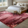 thumbnail image 5 of Pink Mountain 5'x7' Area Rug, Misty Forest Nature Woodland Pine Tree Landscape Washable Non-Slip Soft Rugs, Low-Pile Large Carpet for Living Room Bedroom Dining Room, Non-Shedding Accent Rug, 5 of 9