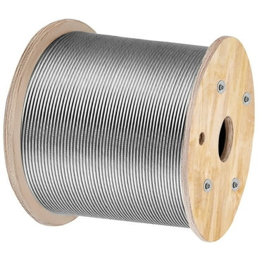 VEVOR T316 Stainless Steel Cable 1/8'' x 1000 ft - Braided Aircraft Wire Rope with 1x19 Strands, 2100 lbs Breaking Strength, for Deck Railing, Stair Handrail, Porch Fence