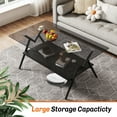 thumbnail image 7 of Leumius Glass Coffee Table with Lower Shelf,Clear Rectangle Glass Coffee Table, Modern Coffee Table with Metal Legs for Living Room,Black+Gray, 7 of 7
