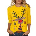 thumbnail image 3 of JURANMO Womens 3/4 Sleeve Fall Fashion Tops 2024 Casual Crewneck Pullover Blouses Xmas Cute Graphic Tees Shirts Yellow S Lightening Deal, 3 of 5