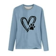 thumbnail image 4 of ibuvkizy Valentine's Day!Sweatshirt for Women Printed Round Neck Pullover Long Sleeved Casual Womens Sweatshirts Light Blue,S, 4 of 4