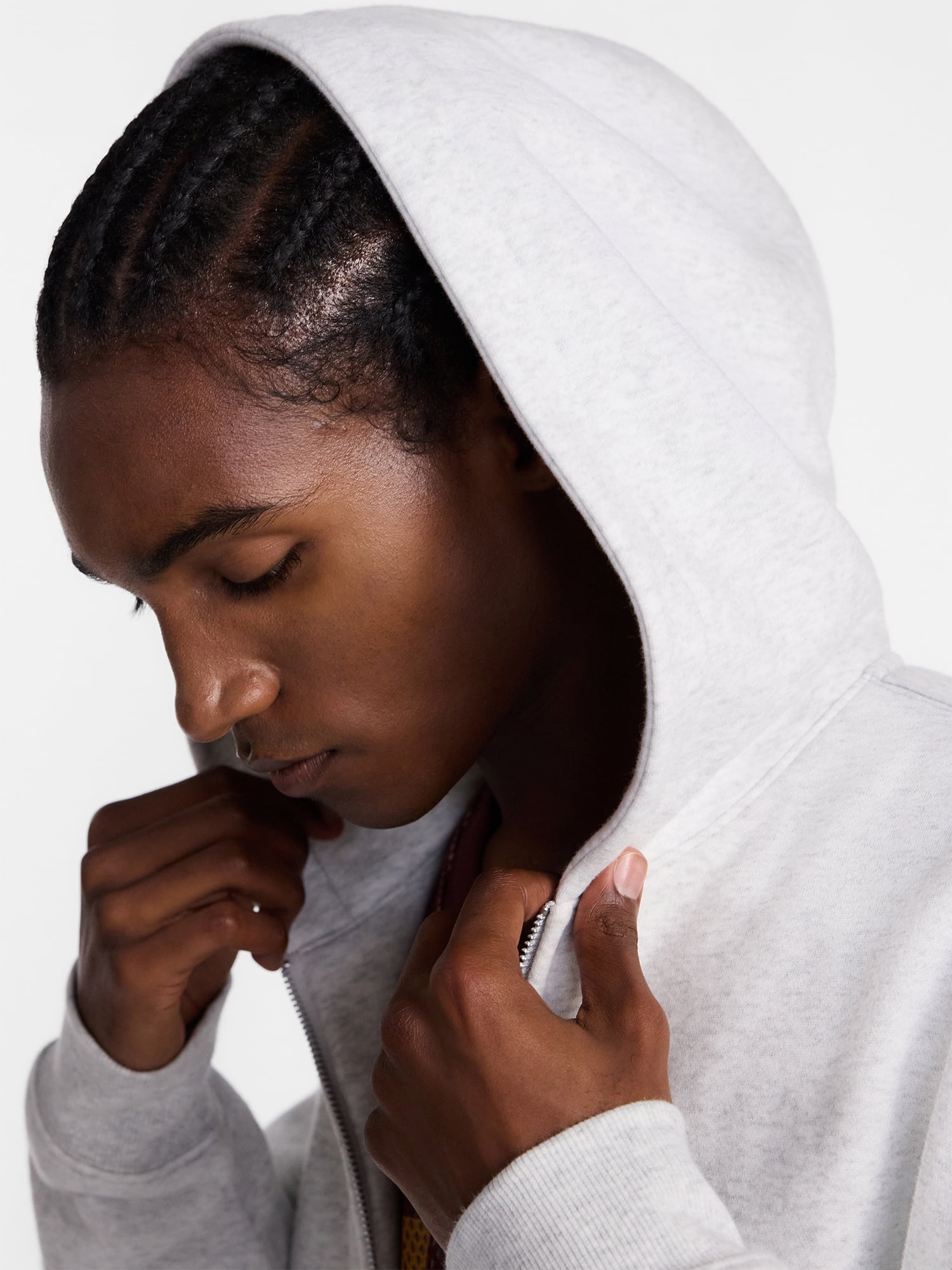 No Boundaries Boxy Oversized Fit Fleece Zip Hoodie Sweatshirt with Long Sleeves, Men's XS-4XLT