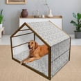 thumbnail image 2 of Lavender Pet House, Botanical Pattern with Fresh Herbs Aromatherapy Spa Theme, Outdoor & Indoor Portable Dog Kennel with Pillow and Cover, 5 Sizes, Pale Sage Green Violet, by Ambesonne, 2 of 4