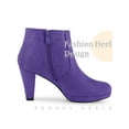 thumbnail image 4 of BLISSFUL STEP Women's Ankle Boots Platform Round Toe Zipper Block Heels Dark Purple 8, 4 of 5