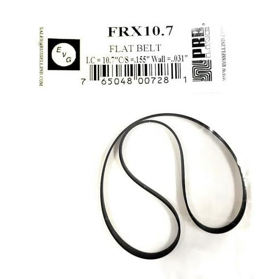 Drive Belt (Flat Rubber Type) Replacement for Tape Player EVG/PRB FRX10.7 (1PC) I.C. 10.7" X C/S .155" X Wall Thickness .031"