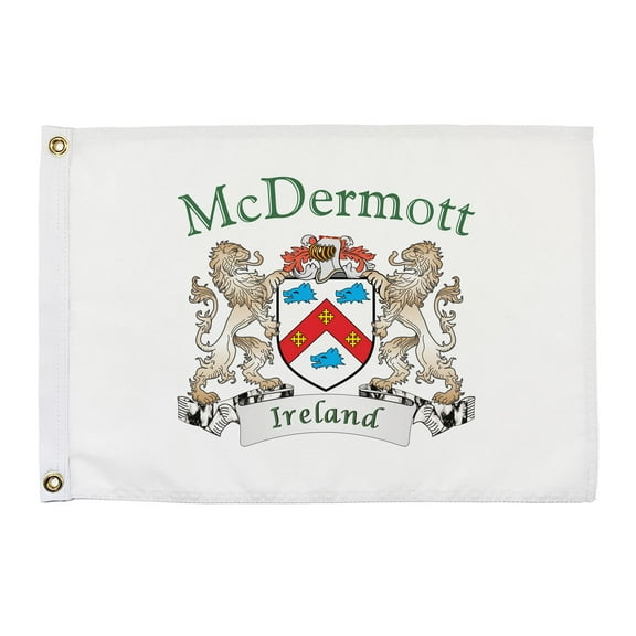 McDermott Irish Coat of Arms Small White Flag - 16"x10.5" inches