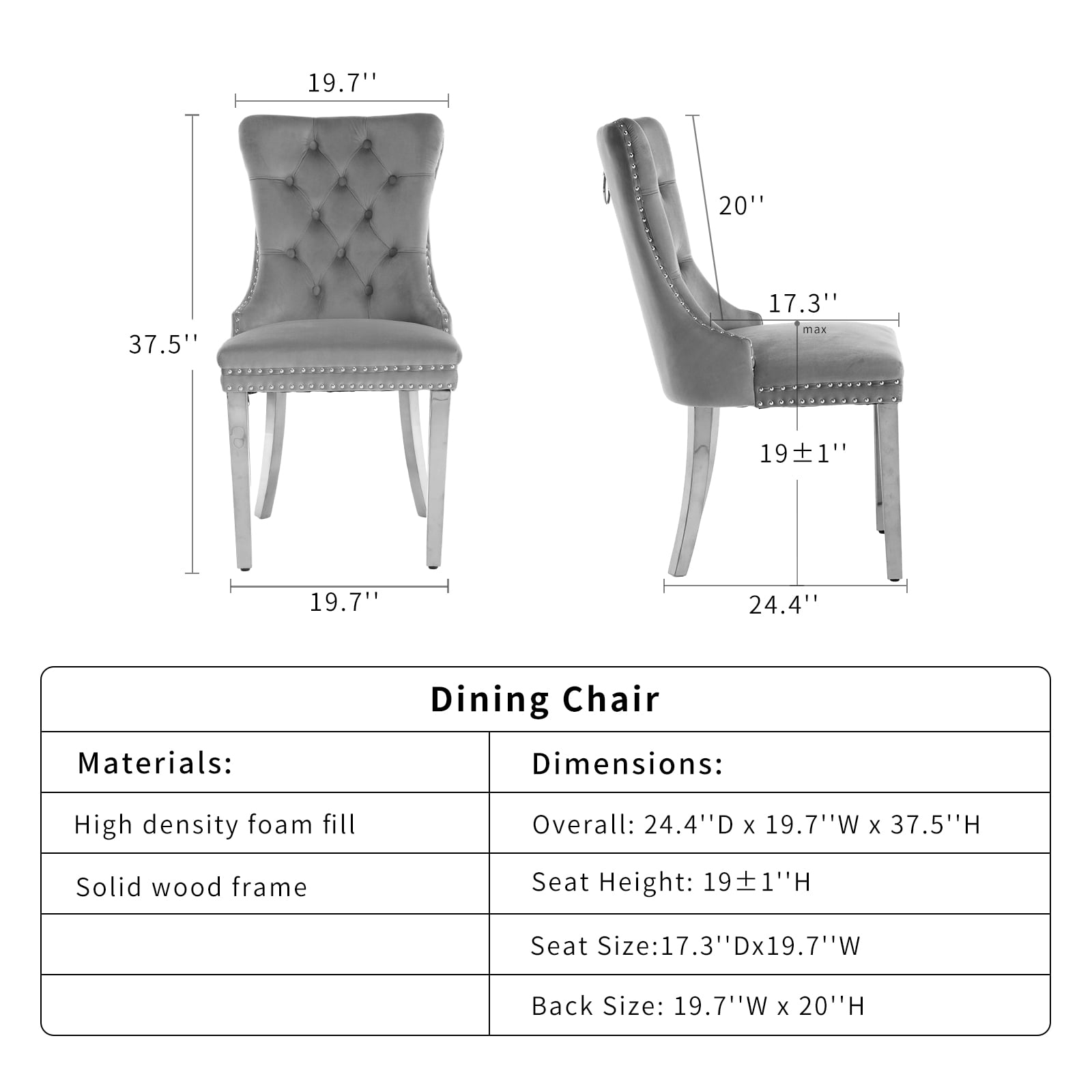 ODUSE-DAILY Beige Velvet Dining Chairs Set of 2, Kitchen & Dining Room Chairs, Tufted Dining Chairs, Fabric Upholstered, Solid Wood, Sillas De Comedor (Beige, 2 Pcs)