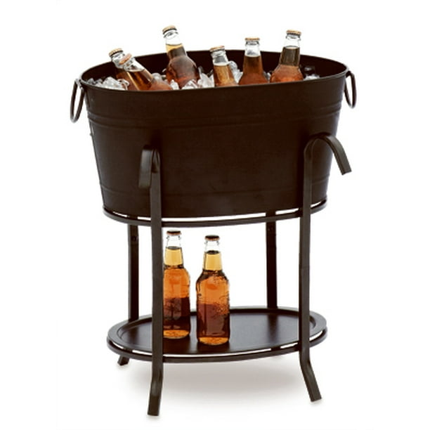 SUNJOY INDUSTRIES Party Beverage Tub, Black Steel