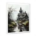 thumbnail image 2 of Designart "Mystic Landscape with a Haunted House" Landscapes Framed Wall Art - Coastal Grey Landscape Cottage Entryway Framed Wall Art Print, 2 of 6