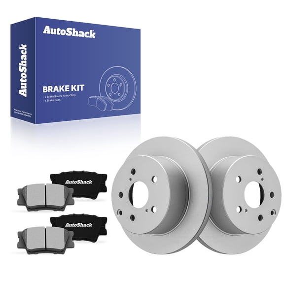 AutoShack Rear Solid Coated Brake Rotors   Ceramic Pads 6-PC Brake Kit Replacement for 2006-2018 Toyota RAV4 2010-2012 Lexus HS250h ArmorStop 11.06" (281 mm)