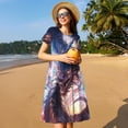 thumbnail image 4 of Disketp Urban Style Colorful Dragon para Vestido de Manga Corta para Mujeres, Vestidos de Verano para Mujeres, Casual y Holgado para la Playa, 4 of 6