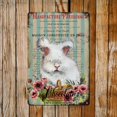 thumbnail image 3 of Cesta de huevos de Pascua con rayas azules retro, flores de conejo, letreros de metal vintage, decoración del hogar, decoración de primavera, letrero de hojalata de metal, placa de pared de 12 x 8, 3 of 7