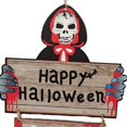 thumbnail image 4 of Adornos colgantes de madera para Halloween, colgantes de árbol de madera, decoraciones colgantes para fiesta de Halloween, tipo 2, 4 of 5