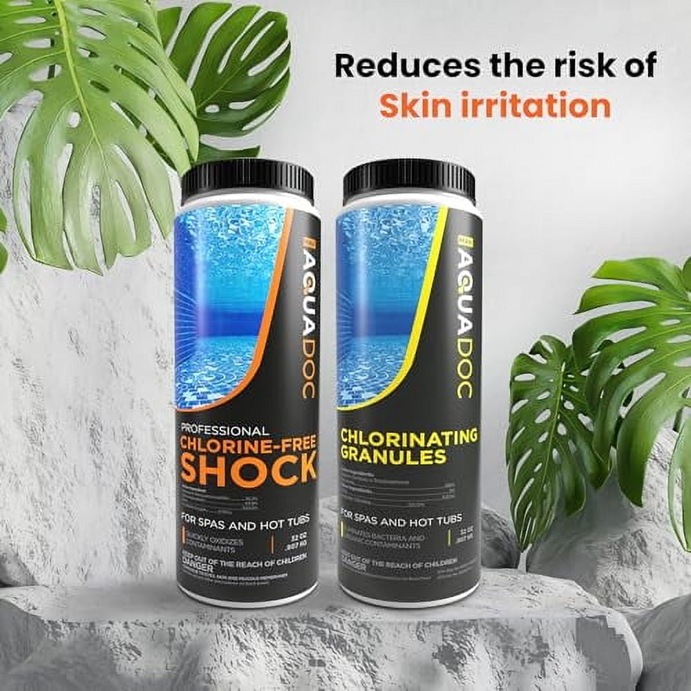 Hot Tub Chlorine & Spa Shock Kit - Hot Tub Starter Kit with Chlorine Free Shock & Chlorine Granules - Hot Tub Spa Starter Kit with Oxidizing Spa Shock by AquaDoc