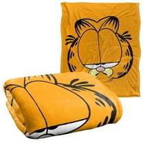 Garfield Blanket, 50'x60', Big Head Silky Touch Sherpa Back Super Soft Throw