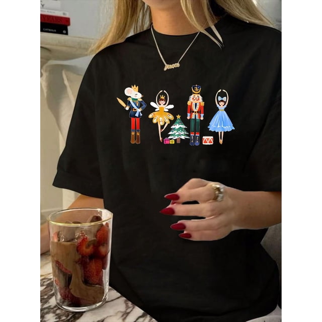 Camiseta con estampado gráfico retro para mujer: cuello redondo informal, manga corta, punto de algodón con diseño geométrico vintage, lavable a máquina, prenda esencial de verano, ideal para practica