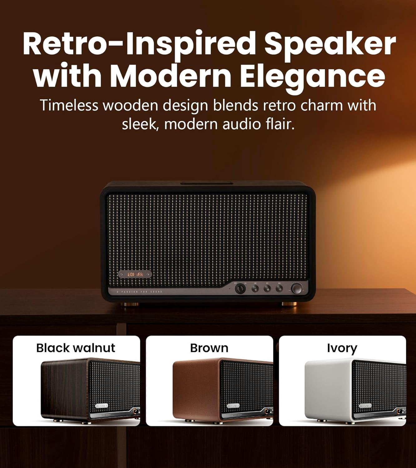 Edifier S300 Hi-Fi Tabletop Speaker, Hi-Res Audio LDAC for Wireless Multi-Room & Stereo Pairing, 80W Power Works with AirPlay 2 Bluetooth 5.4 USB-C AUX Inputs, Retro Design with Remote - Black