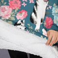 thumbnail image 3 of Oversized Wearable Blanket Hoodie,Husky Dog Flower Floral Sherpa Blanket Hoodie with Super Pockets,Super Warm Fuzzy Pullover for Women & Men, 3 of 6