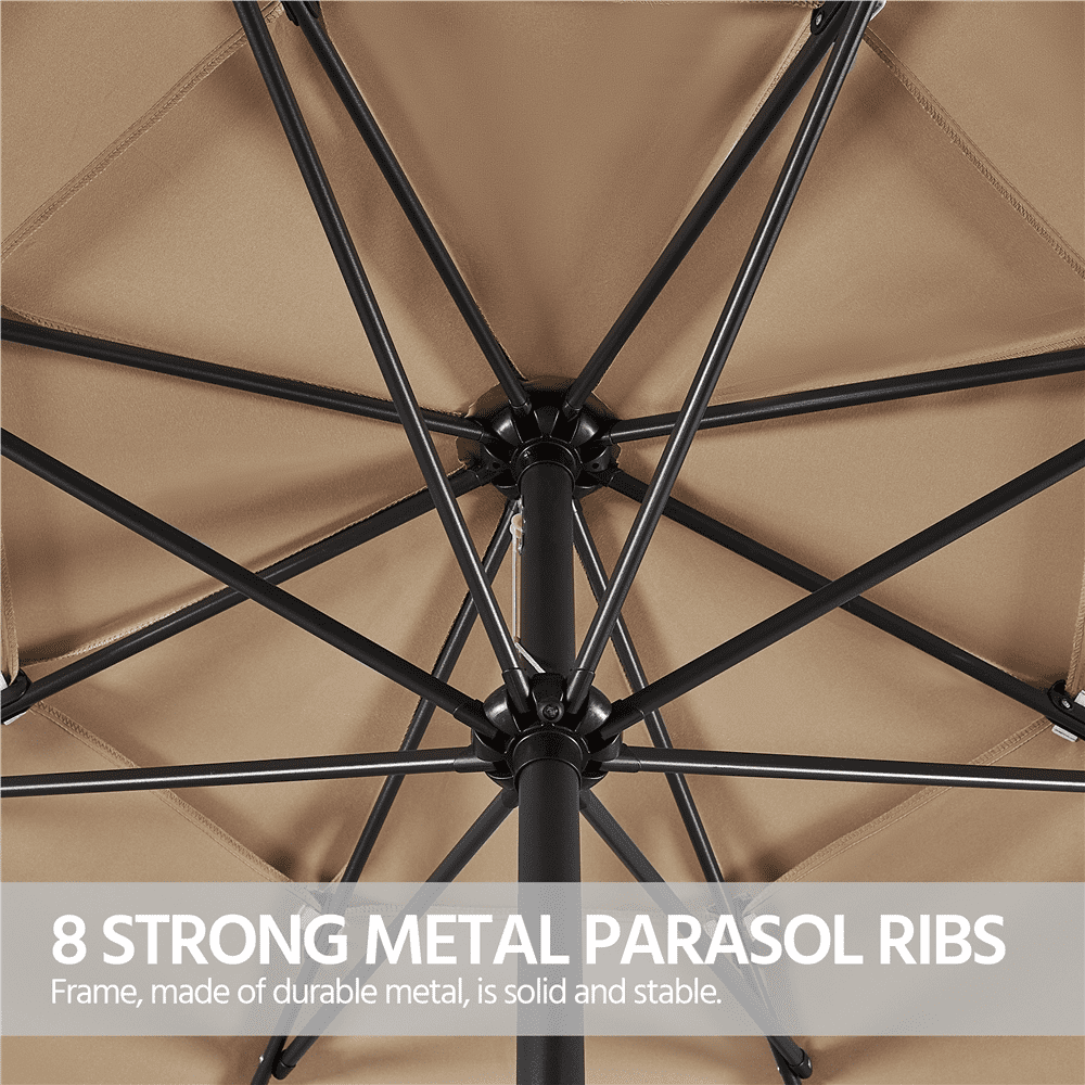 Alden Design 10ft Patio Umbrella with 8 Sturdy Ribs for Outdoor, Tan