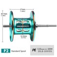 thumbnail image 4 of PROBEROS P2 Moulinet de Lancer en Métal avec Design Peint Coloré - Droitier, Rapport de Vitesse 7.2:1, Roulements 5+1BB, Frein Magnétique 18 Vitesses, Traînée Max 8kg, Système de Son à Morsure de Poisson Automatique, Profilé, 4 of 5