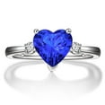 thumbnail image 2 of Unique Heart cut Blue Sapphire and Diamond Trilogy Engagement Ring in White Gold, 2 of 2