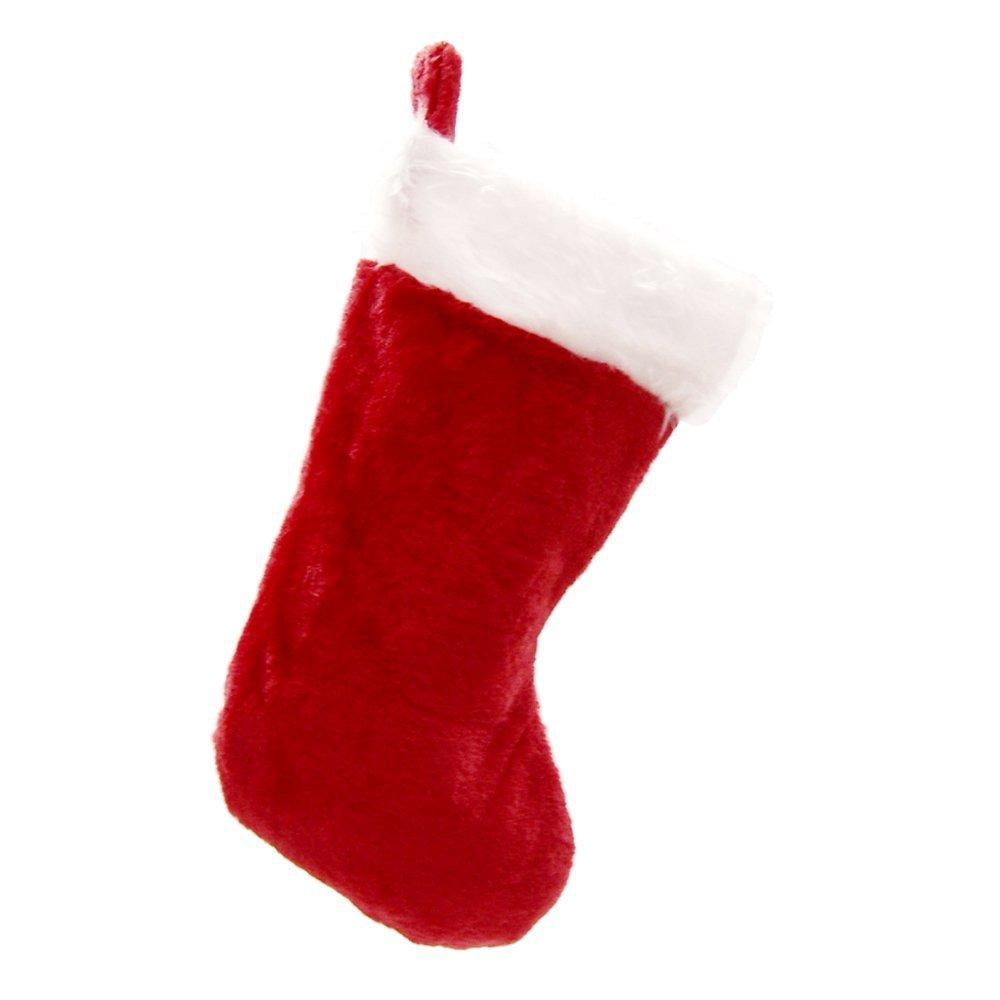Plain Christmas Stockings with Faux Fur Cuff, Red/White, 18-Inch ...