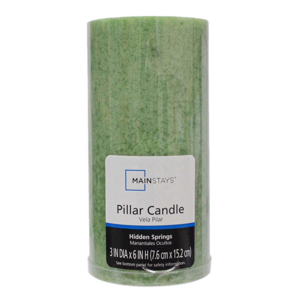 Mainstays Scented Mottled Pillar Candle, 3 x 6 inches, Green, Hidden