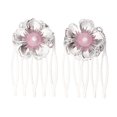 thumbnail image 4 of 2 Pinzas para El Cabello Soledad deslizantes de Flor China Rosado, 4 of 10
