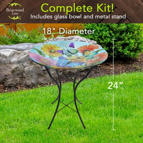 Briarwood Lane Fluttering Butterflies Glass Birdbath